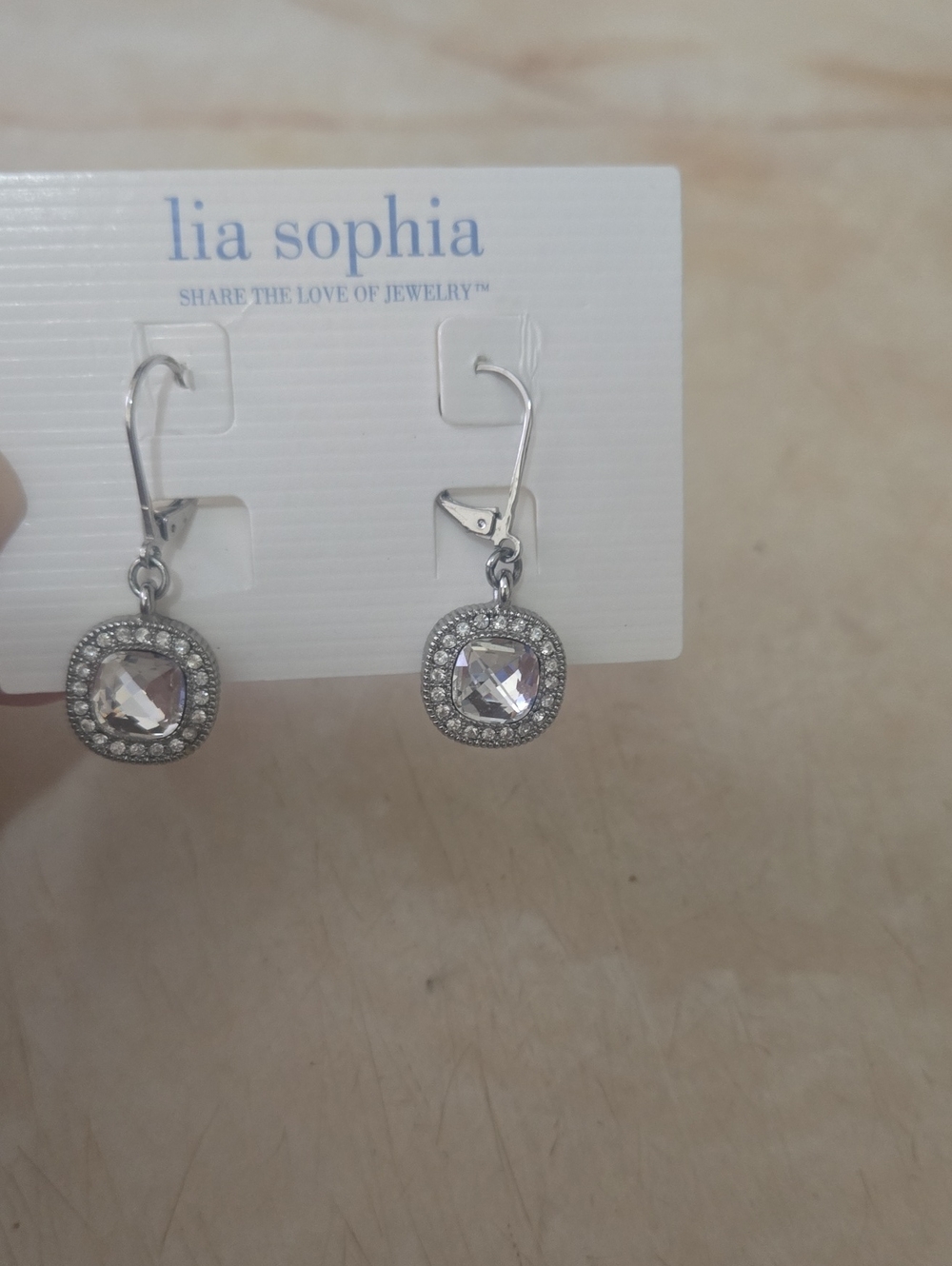 Lia Sophia Silver Crystal Halo Drop Earrings